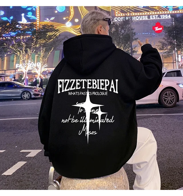 Men's Heavy Fleece Retro Hoodie Oversized Detail