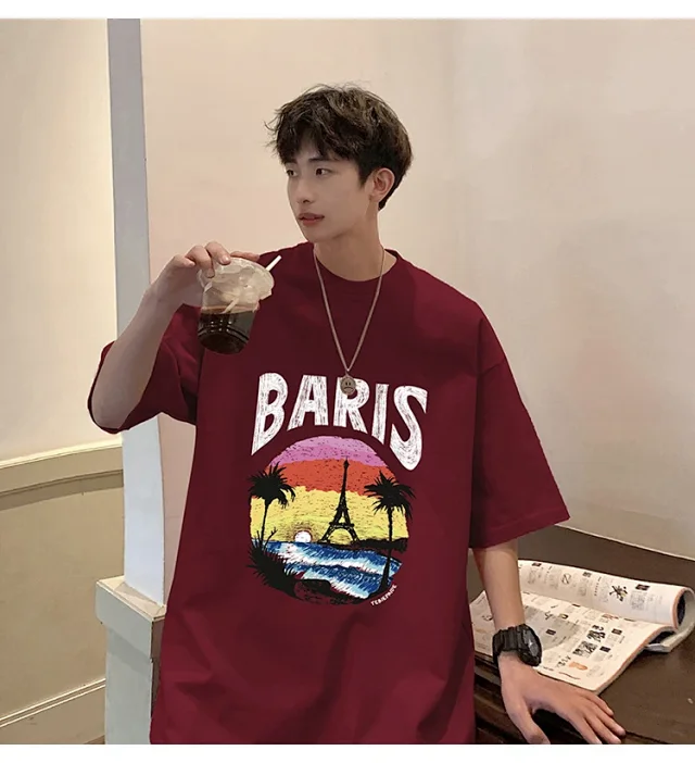 Men's Heavyweight Cotton Oversized Streetwear Tee Detail