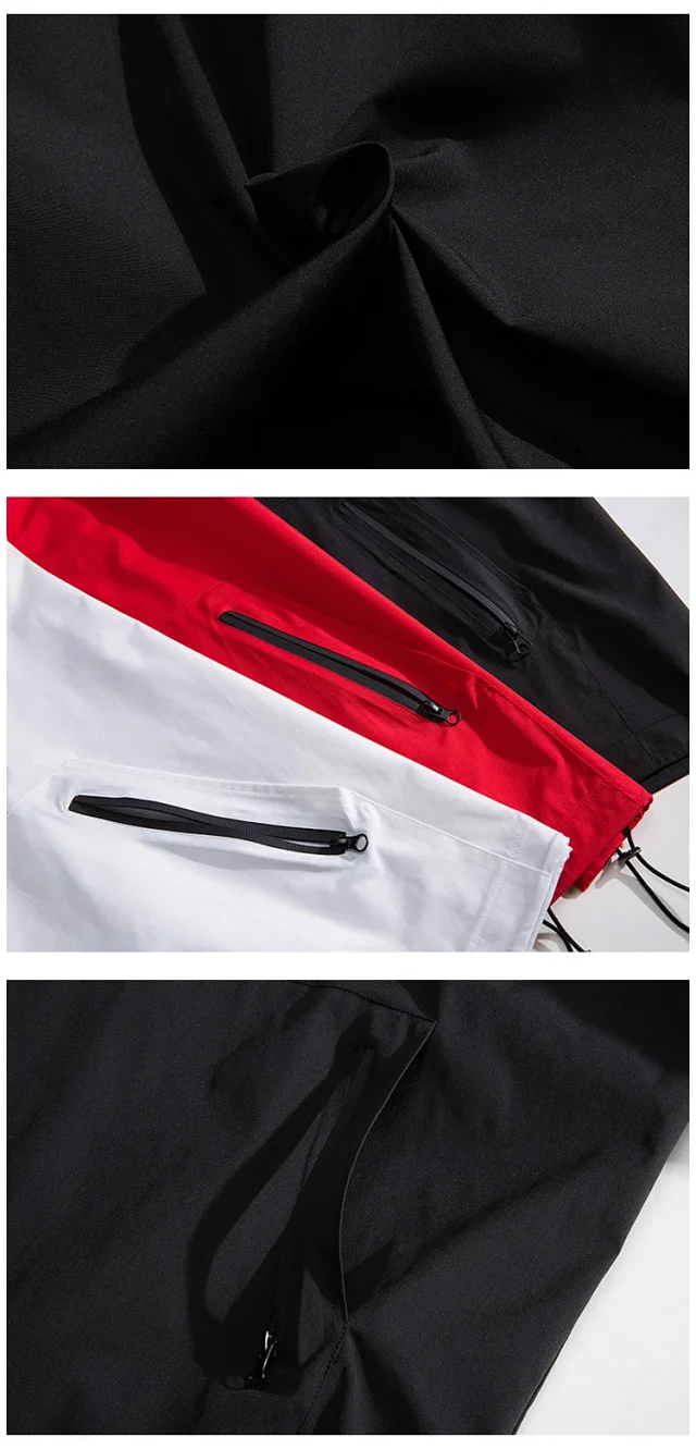 Men's Loose Fit Hooded Half-Zip Windbreaker Detail