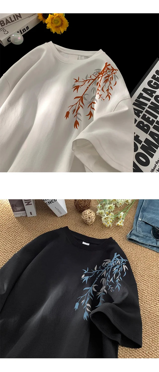 Men's Chinese-Style Printed Heavyweight Cotton Tee Detail