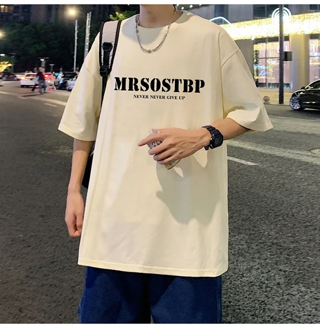 Men's Oversized Cotton Tee 2025 Rose-Print Detail