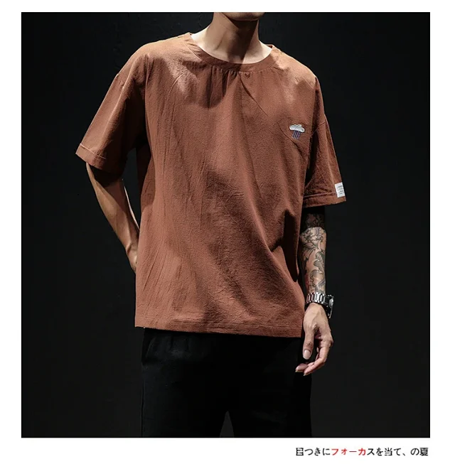 Linen T-shirt Men's Short Sleeve Detail