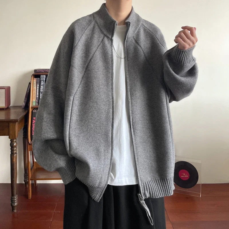 Men's Japanese Loose Zip Knit Cardigan