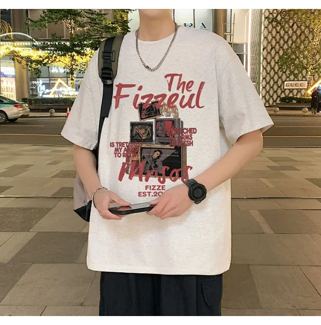 Men's Trendy Oversized Heavyweight Cotton T-Shirt Detail
