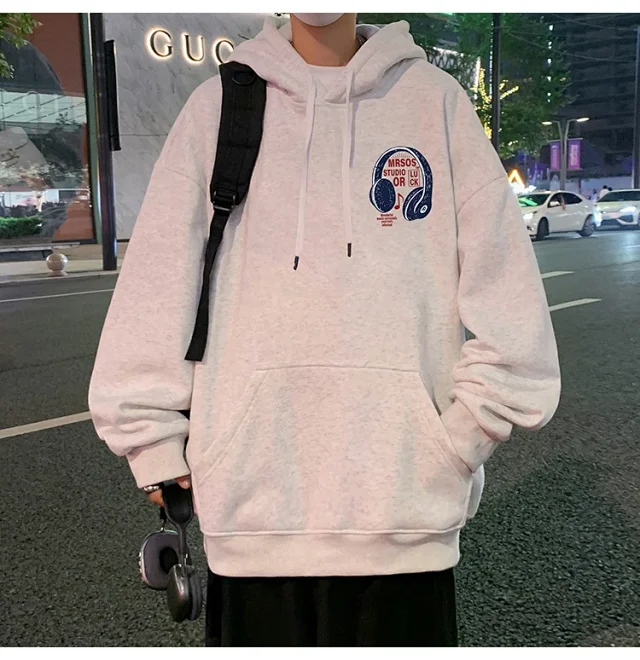 2025 Men's Cotton Hoodie (Hong Kong Style, Loose, Streetwear) Detail