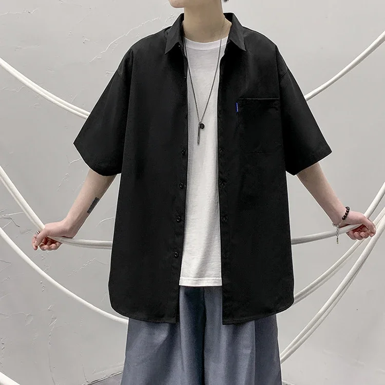 Men's Preppy Oversized Short Sleeve Shirt