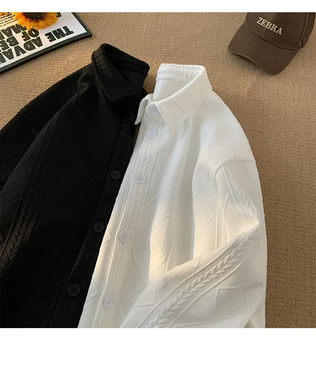 Men's Jacquard Long Sleeve Casual Shirt Detail