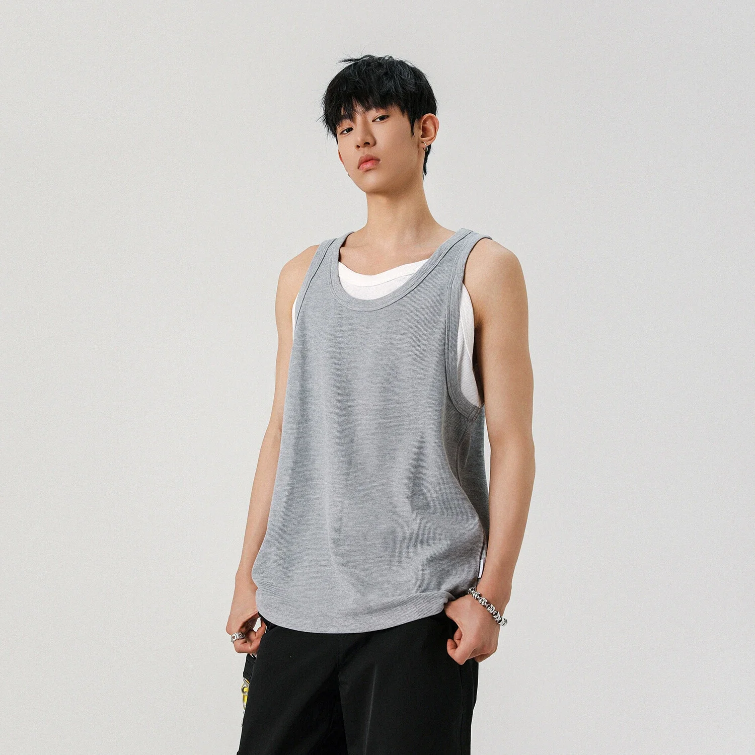 Men's Waffle Mock Two-Piece Tank