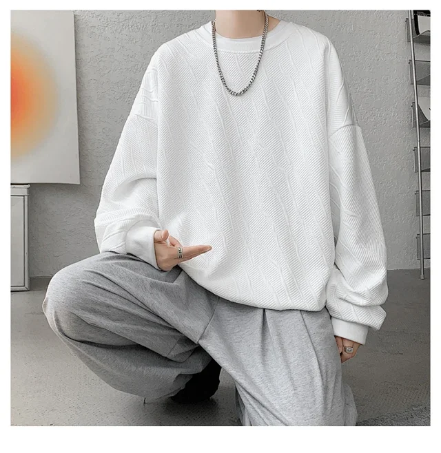 Men's Loose Textured Long Sleeve Tee Detail