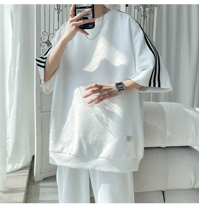 Three-Stripe Stretch Ice-Silk Summer Tee Detail