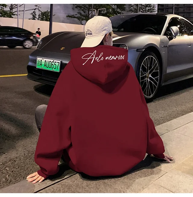 American Streetwear Men's Oversized Cotton Hoodie Detail