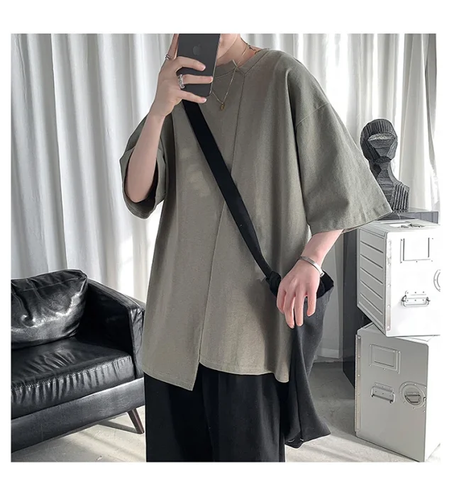 Men's Trendy Solid Half Sleeve Tee Detail
