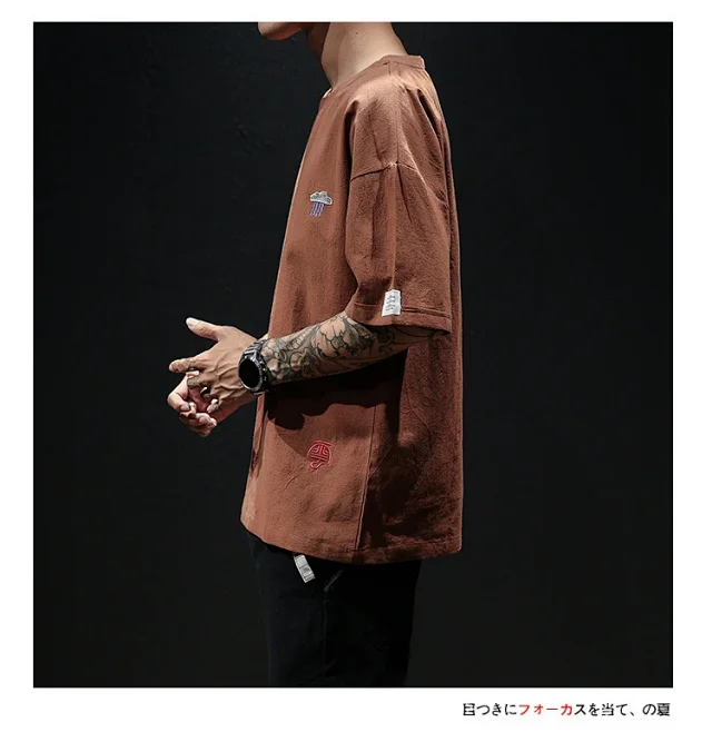 Linen T-shirt Men's Short Sleeve Detail