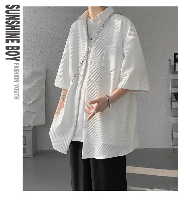 Baroque Japanese Men's Boyfriend Short-Sleeve Shirt Detail