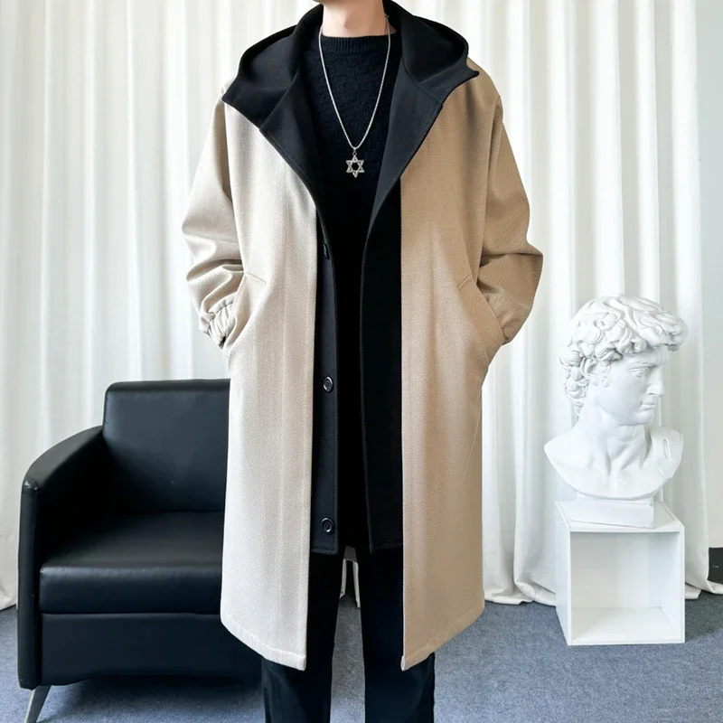 AW24 Men's Faux Two-Piece Hooded Coat