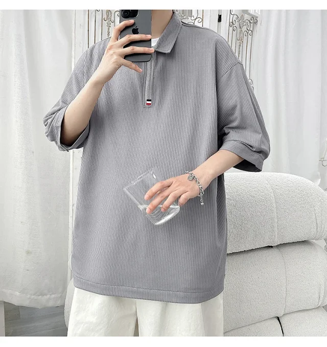 Men's Retro Quick-Dry Half-Zip Polo Detail