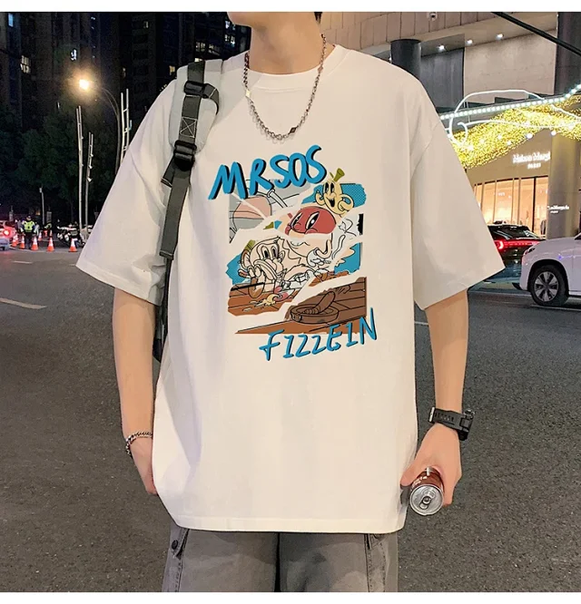 Plus Size Men's Summer Cartoon Tee Detail