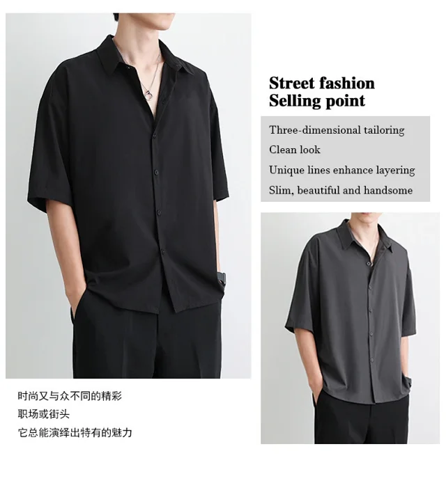 DK Men's Loose Cooling Black Shirt Detail