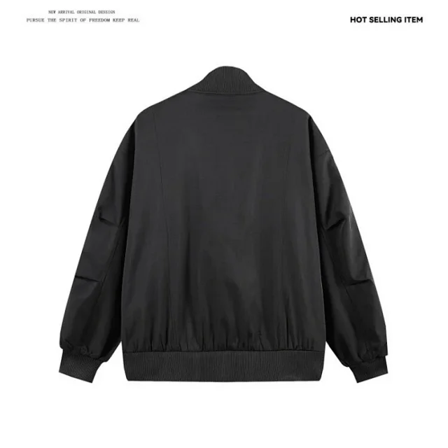 Men's Iridescent Satin Stand Collar Jacket Detail