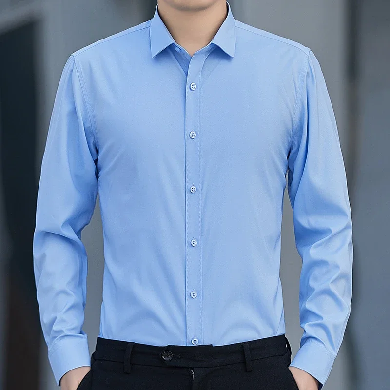 Men's Slim-Fit Wrinkle-Free White Shirt