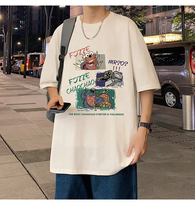 Men's Summer Oversized Cotton Street Tee Detail