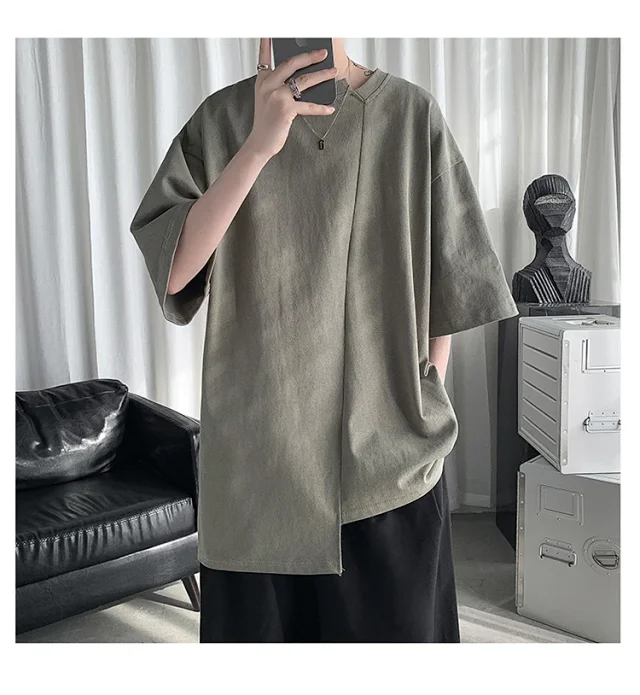 Men's Trendy Solid Half Sleeve Tee Detail
