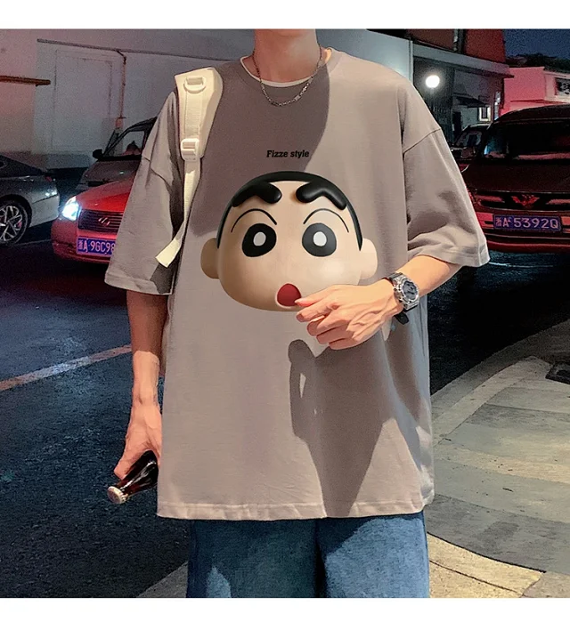 Men's Heavyweight Cotton Cartoon Tee Loose Detail