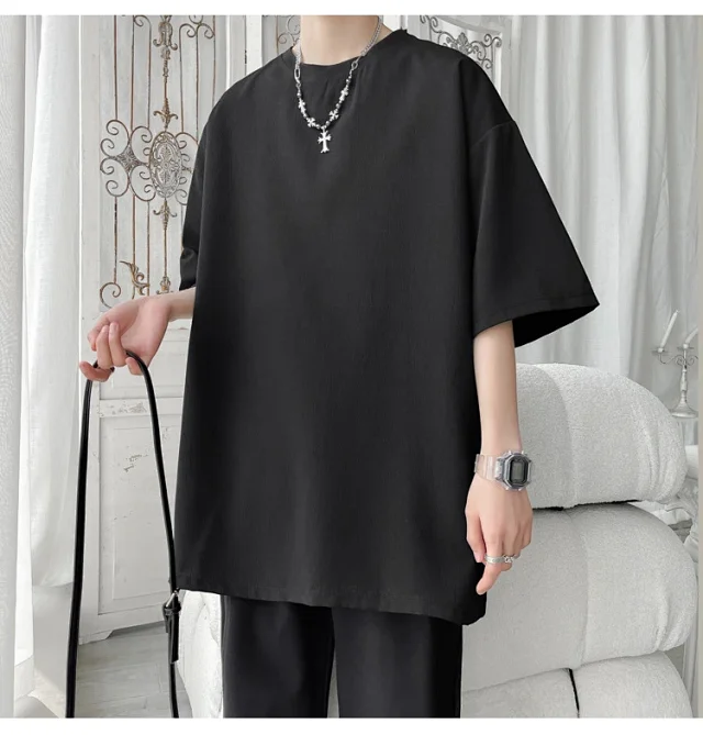 Unisex Oversized Ice Silk Draped Tee Detail