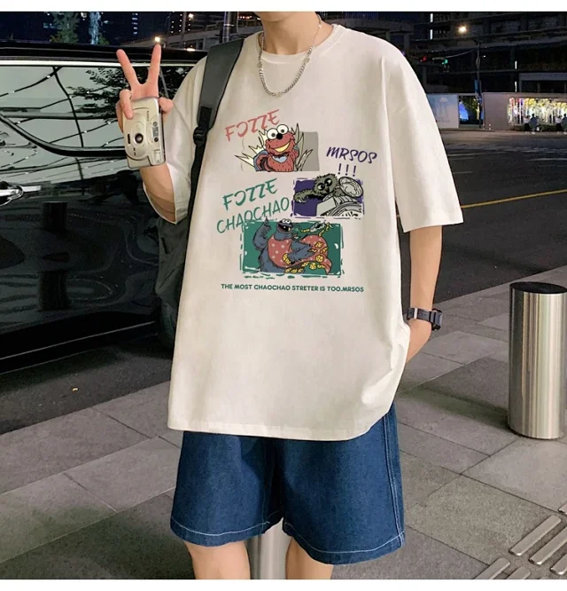 Men's Summer Oversized Cotton Street Tee Detail