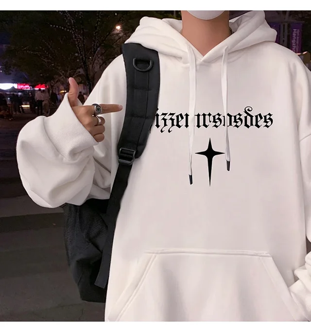 Men's Heavy Fleece Retro Hoodie Oversized Detail
