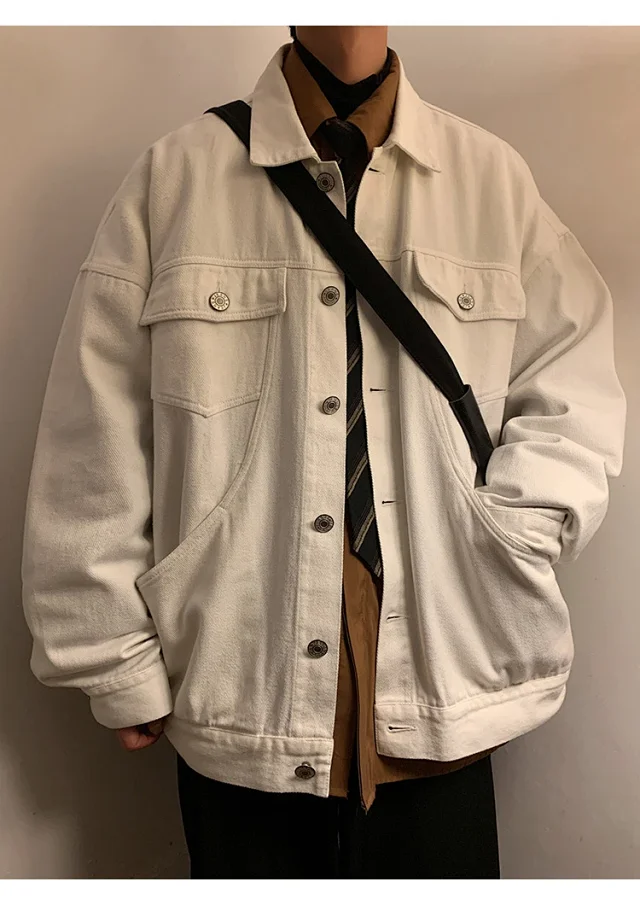 Men's Korean Relaxed Cotton Denim Jacket Detail