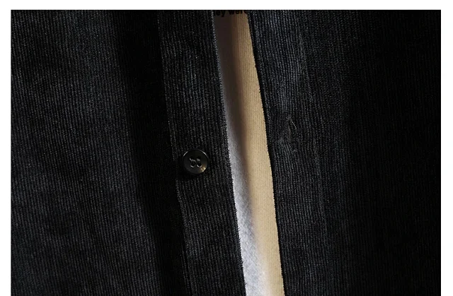 Men's Long Sleeve Korean Corduroy Shirt Detail