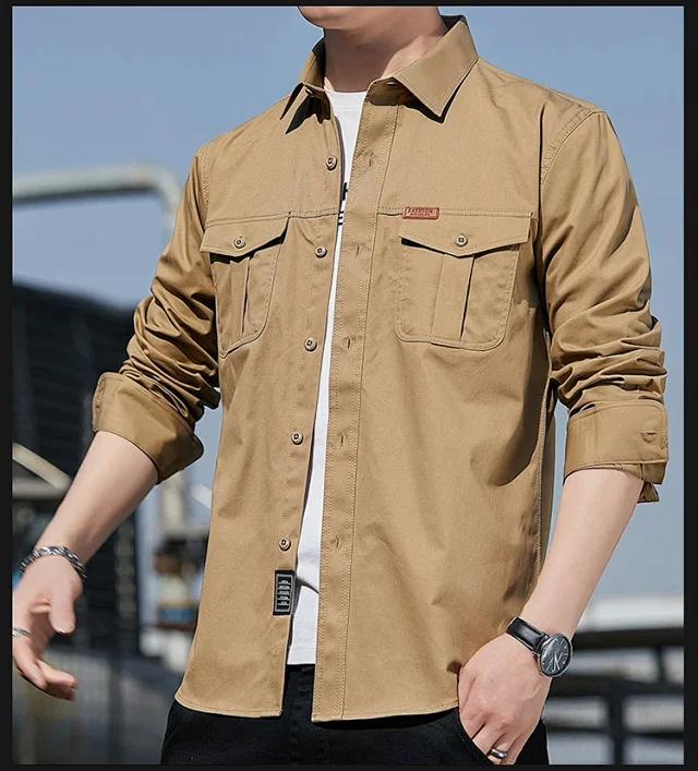 Men's Casual Work Long Sleeve Shirt Detail