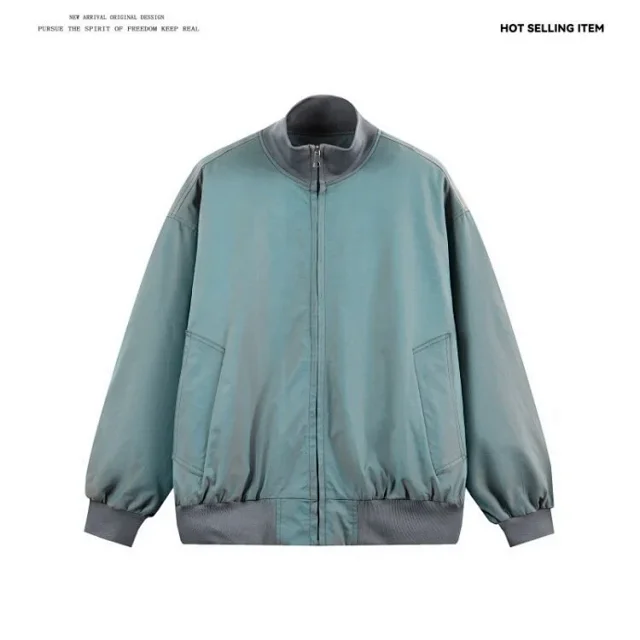 Men's Iridescent Satin Stand Collar Jacket Detail