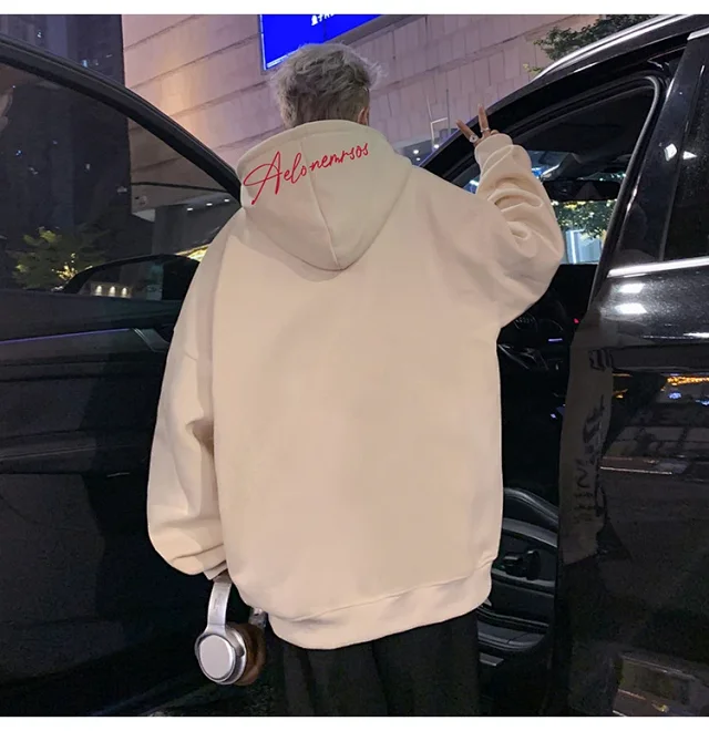 American Streetwear Men's Oversized Cotton Hoodie Detail
