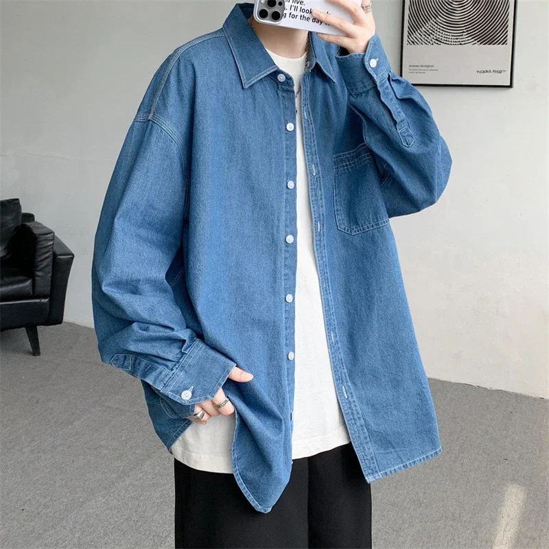 Men's Japanese Denim Shirt Long Sleeve