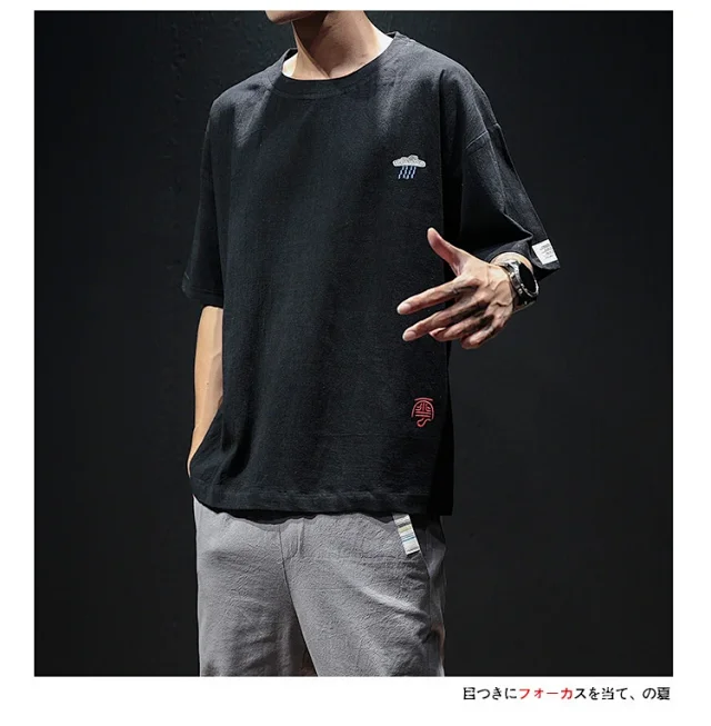 Linen T-shirt Men's Short Sleeve Detail