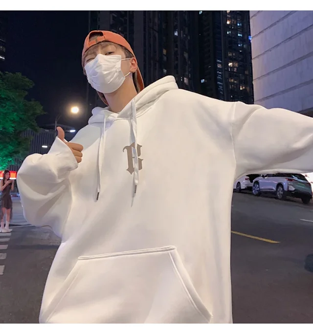 Japanese Hiphop Men's Oversized Cotton Hoodie Detail