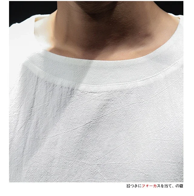 Linen T-shirt Men's Short Sleeve Detail