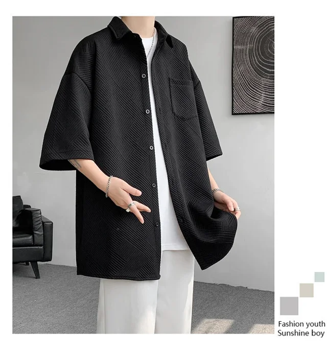 Baroque Japanese Men's Boyfriend Short-Sleeve Shirt Detail