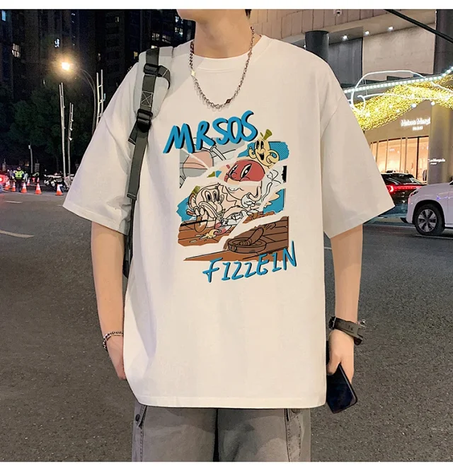 Plus Size Men's Summer Cartoon Tee Detail