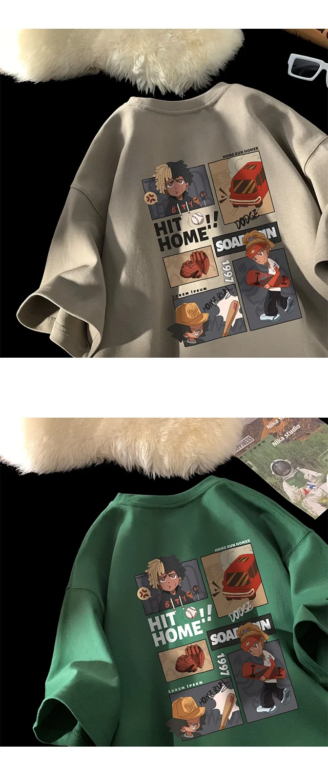 Men's Cartoon Print Heavyweight Cotton Tee Detail