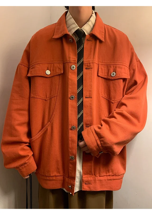 Men's Korean Relaxed Cotton Denim Jacket Detail
