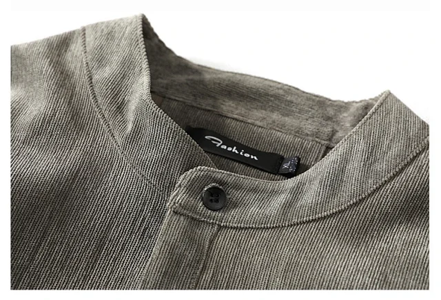 Men's Mid-Sleeve Vintage Korean Corduroy Shirt Detail