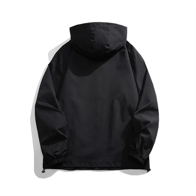 Men's HK Style Loose Hooded Windbreaker Detail