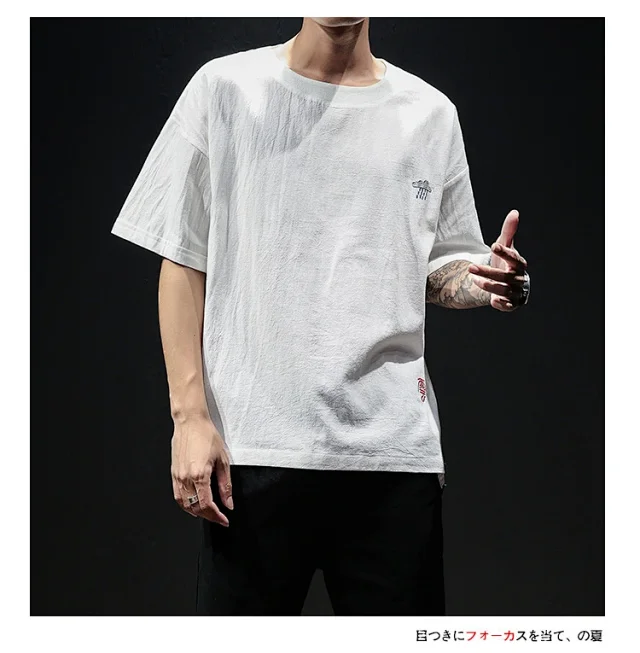 Linen T-shirt Men's Short Sleeve Detail