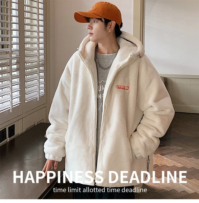 Men's Winter Sherpa Fleece Oversized Coat Detail