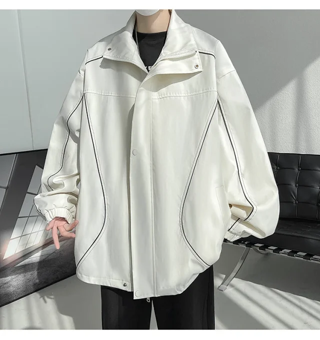 Men's Burgundy Hip-Hop Hooded Bomber Jacket Detail