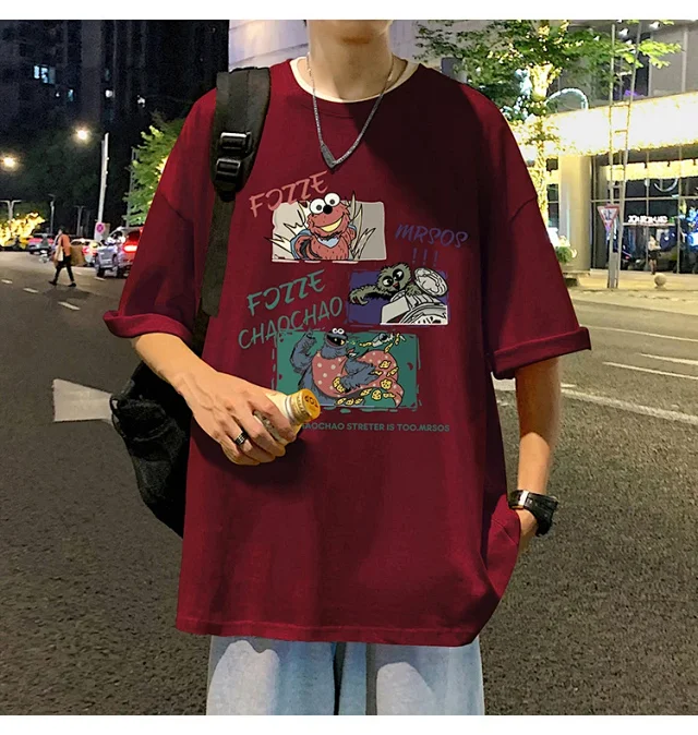 Men's Summer Oversized Cotton Street Tee Detail