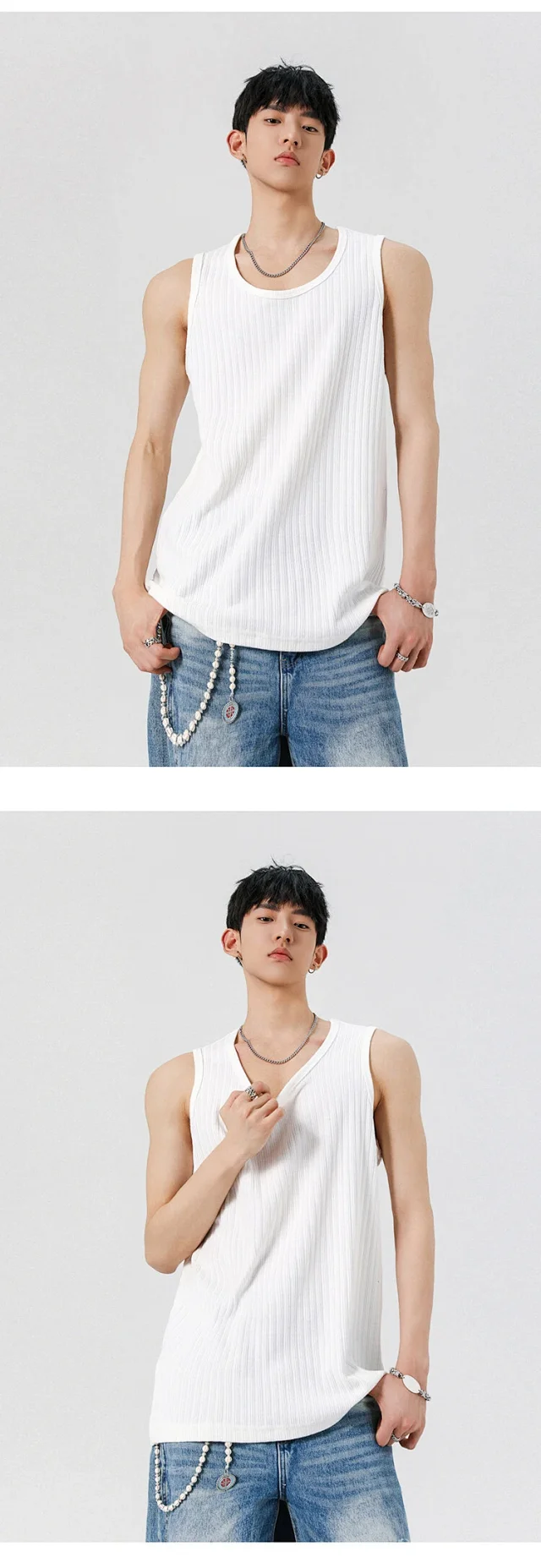 Men's Rayon Ribbed Relaxed Tank Top Detail